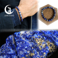 Bracelet en Lapis Lazuli Zhe Ying 6mm/8mm/10mm, perles de pierre naturelle, collier en perles de Lapis Lazuli, vente en gros