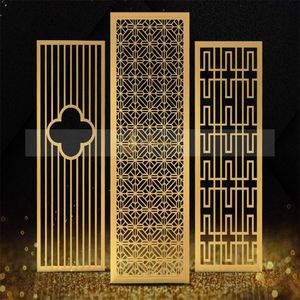 EX678 Luxury Hotel Lobby Stainless Steel Room Partition Divider with Laser Cut Foldable Panels Modern Design Gold Finish - Product Image 6