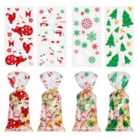 Noël Cellophane Traiter Sacs Motif Transparent Cellophane Snack Sac pour Biscuits Bébé Nourriture Poche Plate Père Noël Conception
