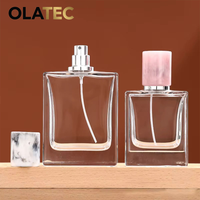 OLATEC Botella de Perfume de Lujo Personalizada, Botella Cuadrada Transparente Vacía con Tapa de Mármol, Botellas de Perfume de Vidrio al por Mayor
