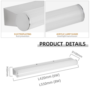 ไฟติดผนัง LED สแตนเลสสตีลทันสมัยสำหรับห้องน้ำ กระจกแต่งหน้า แสงวอร์มไวท์ 2700K ติดผนัง รับประกัน 3 ปี CRI 80 - Product Image 6
