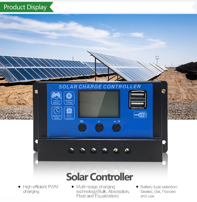 Wholesale custom 12v 24v 36v 48v 10a 20a 30a 50a 100a charger manual pwm solar charge controller