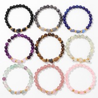 Nouveau Bracelet Unisexe Personnalisable en Pierres Naturelles Perlées d'Améthyste, Style Géométrique Classique, Extensible, Fait Main, Livraison Rapide, Rêve de Mode