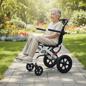 Fauteuil roulant pliable de voyage en acier carbone ultraléger |   Fauteuil roulant d'avion portable antichoc - Product Image 2