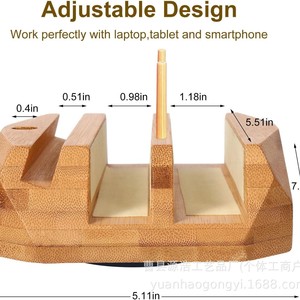 Wooden Laptop <b>Stand</b> Vertical Desktop Organizer <b>Tablet</b> Multifunctional Storage Rack - Product Image 5