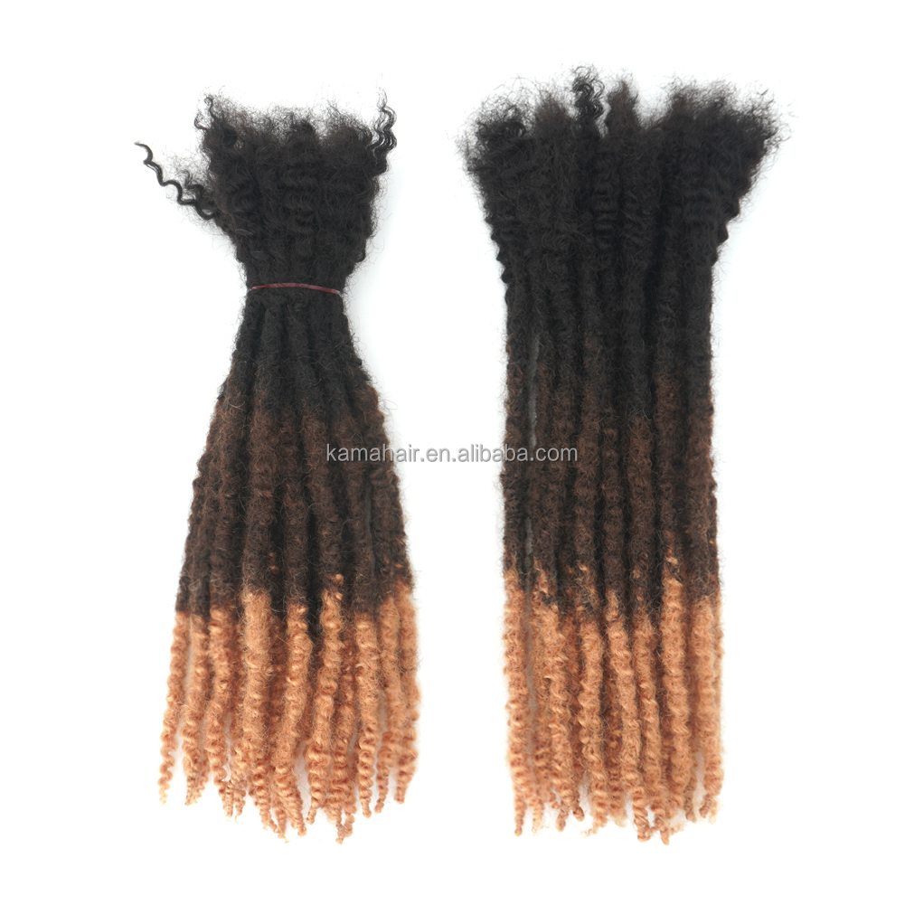 KAMA Wholesale 1B/4/27# Color Texture Locs Extensions 100% Human Hair Dreadlock Extension with Curly Ends Detail Section 2