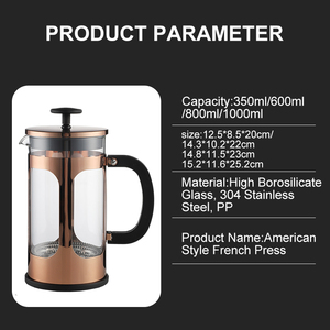 2023 vente chaude nouveau produit 350ml presse française presse française <span class=keywords><strong>cafetière</strong></span> couvercle en acier inoxydable presse française dans la cuisine - Product Image 6