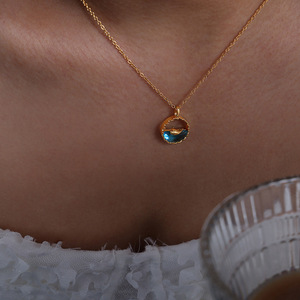 Conjunto de joyería de acero inoxidable 316L, collar creativo de perlas de mar de mariposa azul para mujer, regalo exquisito, collar de fiesta, accesorios
