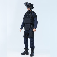 Gilet tactique respirant en polyester Oxford, ajustable, découpé au laser, modulaire, Molle, ignifuge, en nylon, à libération rapide, durable, noir