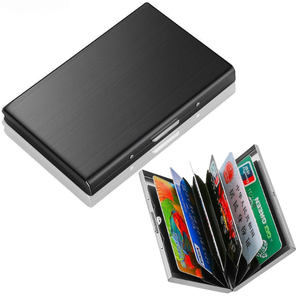 Custom Logo <b>Holder</b> Stainless Steel Blocking Leather Business Card Case | Bulk Promotional Corporate Gifts Wholesale - Product Image 1