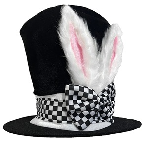 PARTYMENT Cappello da Mago Bianco con Orecchie di Coniglio Pasquale e Fiocco a Reticolo per Bambini, Ideale per Feste a Tema Fiabesco, Feste del Tè e Scenografie all'Aperto - Product Image 3