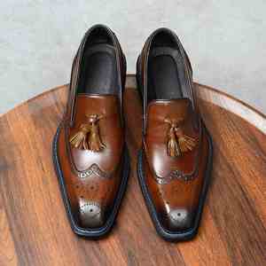 Zapatos Oxford Casuales de Negocios para Hombre, con Punta Cuadrada, Transpirables e Impermeables, en Color Negro, para Vestir Formal - Product Image 6