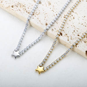 Collar de Moda Personalizado de Acero Inoxidable 316L con Baño de Oro PVD de 18K, Joyería Fina, Collar de Zirconia Tipo Tenis para Mujer - Product Image 4