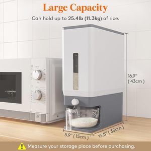 Moisture-Proof Airtight Food Grade Rice Kitchen Automatic Cereal Grain Dispenser Bucket PP Material Multifunction Dishwasher - Product Image 5