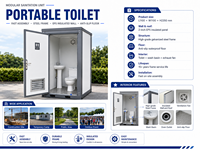 Cabine de toilettes mobile préfabriquée modulaire, unité d'assainissement portable pour chantier et logement temporaire