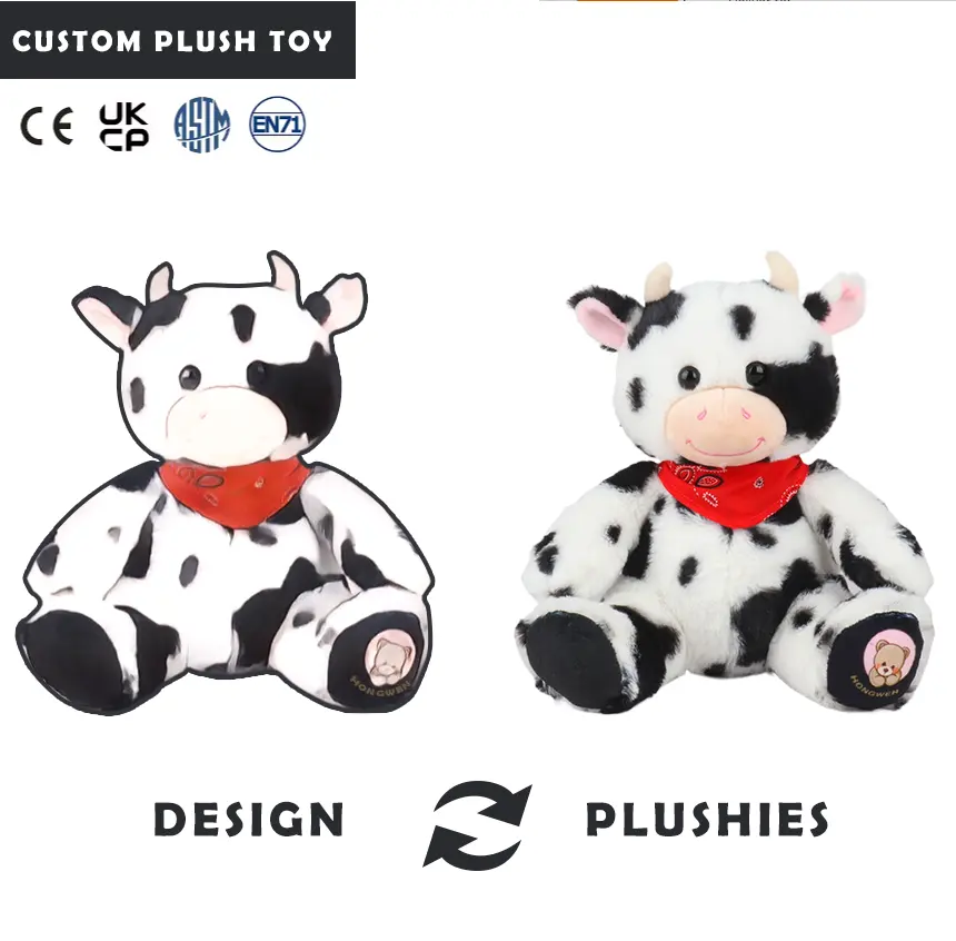 Nouveau design personnalisé pour bébé mini peluche au micro-ondes jouets animaux en peluche chauffants animal en peluche vache