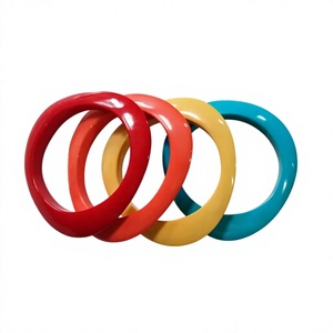 Pulseras de Acrílico Coloridas de Primera Calidad, Juego de Joyería de Moda Unisex, Pulseras Redondas Multicolores para Mujeres, Hombres y Niños - Product Image 4