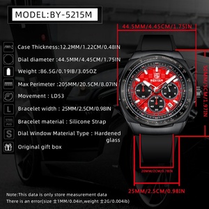 Montre Homme BENYAR 2025 Nouvelle Collection Quartz Étanche Bracelet Silicone Tendance Multifonction Chronographe Affaires + Coffret Cadeau - Product Image 2