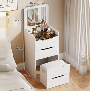 Table de toilette minimaliste moderne avec miroir et tabouret <span class=keywords><strong>Coiffeuse</strong></span> <span class=keywords><strong>blanche</strong></span> pour chambre à coucher - Product Image 4
