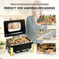 YITIAN Schwarzer Edelstahl Chafing Dish Weißer Buffet-Server Heizung mit Alkoholbrenner Elektrische Heizung Speisenwärmer für Catering und Partys