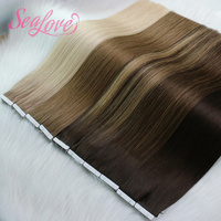 Extensions de cheveux humains en gros, double trame, à bandes adhésives, couleur Balayage, ondulation Water Wave, extensions régulières à bandes adhésives