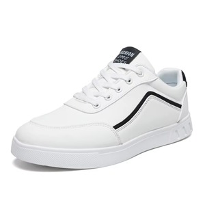 Chaussures de sport décontractées pour hommes, respirantes, en mesh, solides, blanches, populaires, chaussures de mode pour étudiants - Product Image 5
