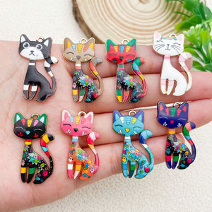 Colgante de Aleación con Forma de Gato, Color Mixto, 30x18mm, para Niños, para Fiestas, para Collar, Pulsera, Pendientes, Llavero, Funda de Teléfono Móvil - Product Image 1