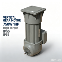 Moteur réducteur vertical triphasé à couple élevé 750W 1HP TCG, moteur à engrenages AC avec frein 220/380V IP55, moteur à faibles vibrations