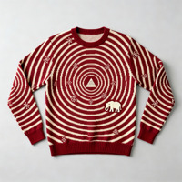 Pull en tricot rétro pour homme, motif spirale rayé jacquard, motif géométrique d'éléphant, col rond, pull tendance