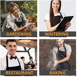 Vente en gros Tabliers <span class=keywords><strong>de</strong></span> travail unisexe avec poches pour hommes et femmes pour la cuisine la cuisine le restaurant Tablier <span class=keywords><strong>de</strong></span> chef <span class=keywords><strong>serveur</strong></span> Logo personnalisé - Product Image 5