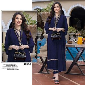 Traje Salwar Kameez paquistaní de nueva colección con traje de boda Georgette de imitación pesado para mujer de proveedor indio - Product Image 5