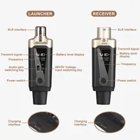 VOXFULL Microphone sans fil émetteur-récepteur Microphone XLR enfichable Système sans fil pour microphone, mélangeur audio, appareil photo reflex numérique