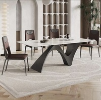 Ensemble de table en céramique marbrée pour l'extérieur pour 8 confortables meubles de salle à manger maison hôtel appartement