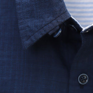 เสื้อเชิ้ตแขนสั้นลำลองสีน้ำเงินเข้มสำหรับผู้ชายผ้าฝ้าย 100% แฟชั่นฤดูร้อนสวมใส่ได้ทุกวัน - Product Image 4