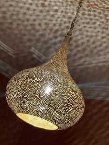 Lampe suspendue en laiton, abat-jour marocain, lustre fait à la main - Product Image 3