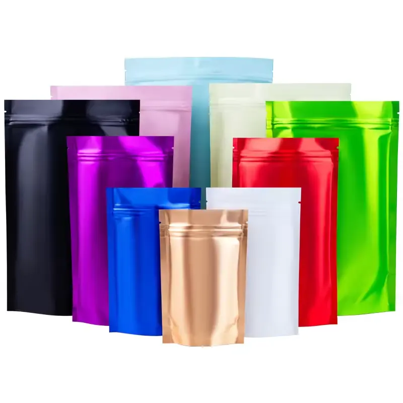 Zip kilit ve gıda depolama için ısıyla yapıştırma kullanımlık alüminyum folyo Zip kilit çentik ile gıda kutuları torba Stand Up