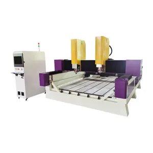 Işbirliği tedarikçiler çift dles taş granit için cnc router oyma makinesi