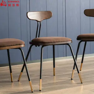 Kaplama otel için yemek sandalyesi Nordic kumaş paslanmaz çelik ayak bakır ev mobilyaları Metal karton Modern montaj