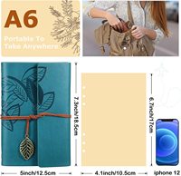 Carnet de voyage A6 rechargeable en cuir vintage pour hommes et femmes avec pages vierges et pendentifs rétro