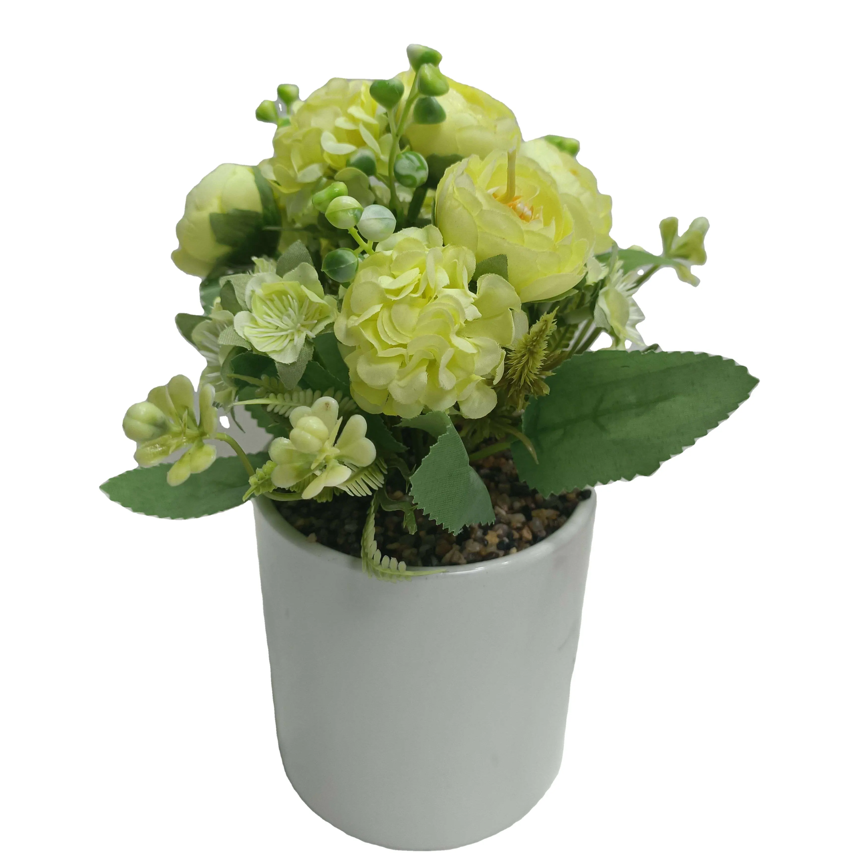 Handgemachte Seide künstliche Blumen Großhandel Hortensie und Pfingstrose Topf blume für Home Decoration benutzer definierte akzeptable Geschenke und Handwerk