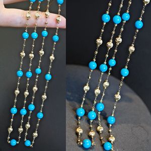 Collier en or jaune 18 carats Xinfly avec turquoise naturelle américaine, chaîne de bijoux fins, vente en gros, idée cadeau parfaite - Product Image 2