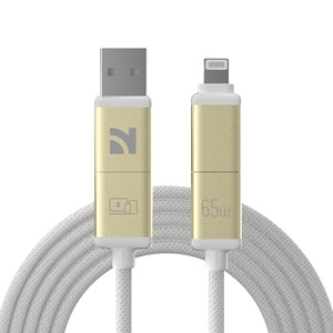 สายชาร์จ NCC 4-in-1 รุ่น XC-0303 65W 1.2 เมตร USB A + USB-C USB-C + สำหรับ Lightning สายถักอะลูมิเนียม ชาร์จเร็ว สีทอง - Product Image 1