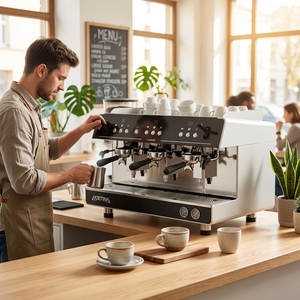 เครื่องชงกาแฟเอสเพรสโซ่แบบมืออาชีพ 3 หัวชง ยี่ห้ออิตาลี สำหรับร้านค้า พร้อมฟังก์ชั่นทำคาปูชิโน่ 3 หัวชง - Product Image 1