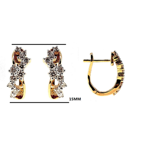Superbe Nouvelle Arrivée Boucles d'Oreilles Créoles en Or Rose Massif 18 carats avec Diamants Ronds de Haute Qualité Sertis Griffe pour Mariage Nuptial - Product Image 2
