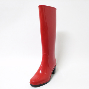 Shing <span class=keywords><strong>Red</strong></span> Ladies Dây Kéo Dài Đầu Gối Cao Gót Phụ Nữ Thời Trang PVC Mưa Khởi Động - Product Image 4