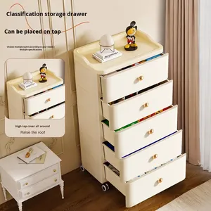 <span class=keywords><strong>Cajonera</strong></span> Organizadora Rodante de Plástico con Múltiples Niveles <span class=keywords><strong>y</strong></span> Perillas Doradas para Dormitorio, Sala de Estar, Carro Móvil Estrecho Personalizado - Product Image 2