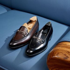 Mocassins en cuir pour hommes, style britannique, à bout carré, à lacets, pour le bureau et la carrière, tendance, avec mors de cheval, antidérapants, respirants, légers et confortables - Product Image 1