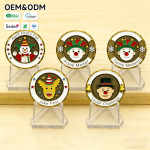 Moneda de desafío personalizada única con temática del Día de los Inocentes, con cúpula de resina epoxi, diseño de payaso redondo, relleno de esmalte brillante, para fiestas y broma festiva - Product Image 5