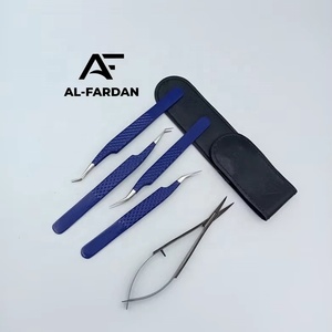Vespa Blue Color Tweezers For Eyelash Extension Stainless Steel 45 Degree Pointed Fiber Tip Diamond Grip Lash Volume Tweezer - Product Image 4