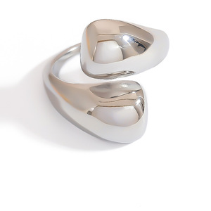 Stainless Steel <b>Ring</b> Geometric Open Design Silver Unisex Fashion Jewelry - Product Image 5